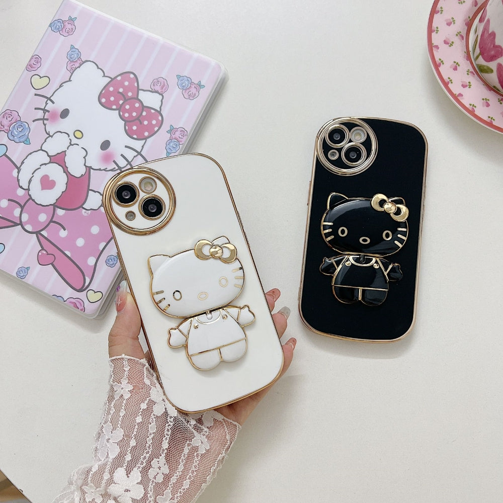 Rotated Kitty Mirror Stand Luxury Electroplated Cover - iPhone 11