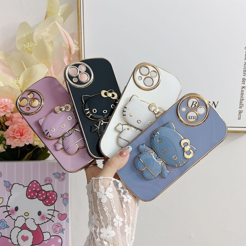 Rotated Kitty Mirror Stand Luxury Electroplated Cover - iPhone 11