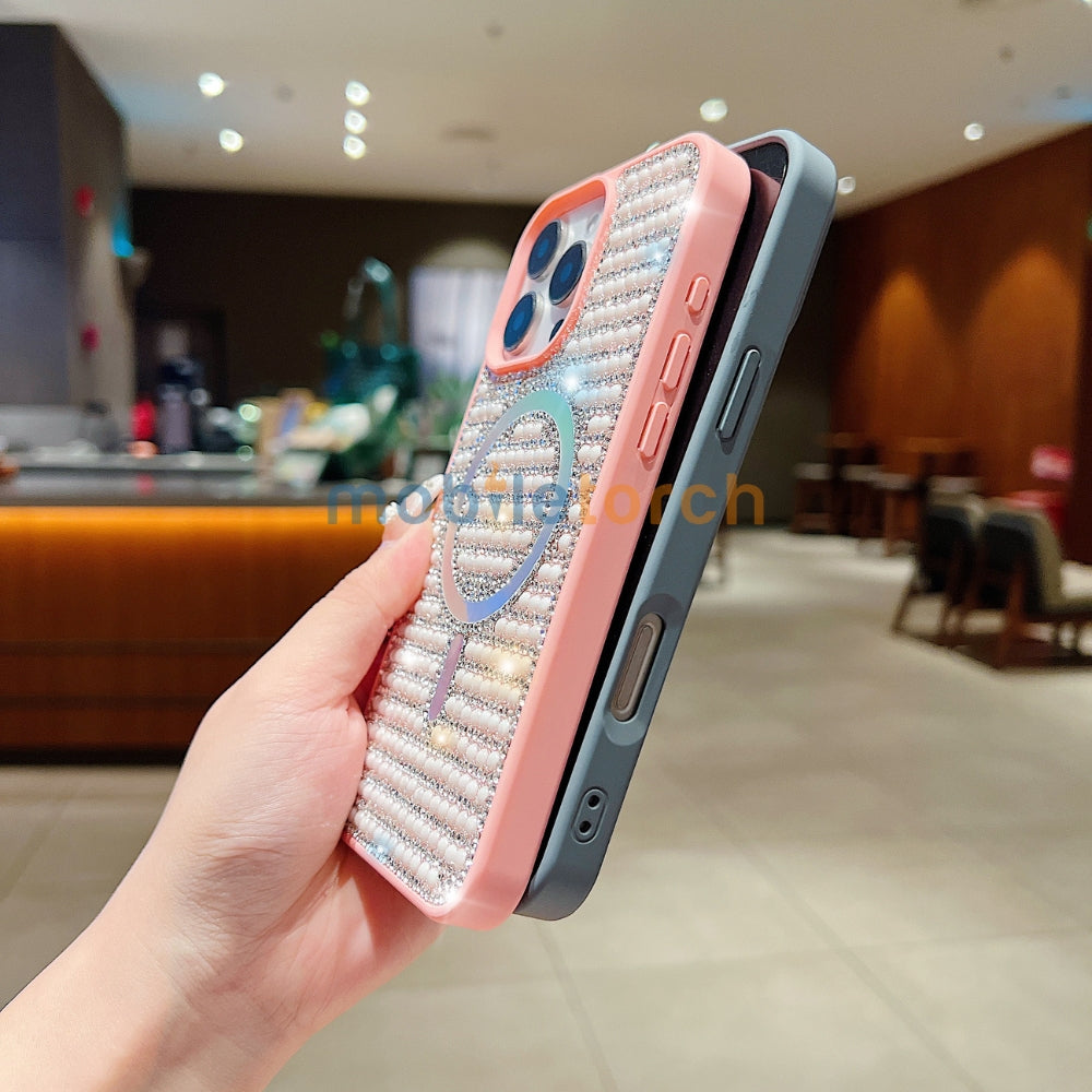 Shining Star and Pearl Diamond Magsafe Phone Case - Samsung S24