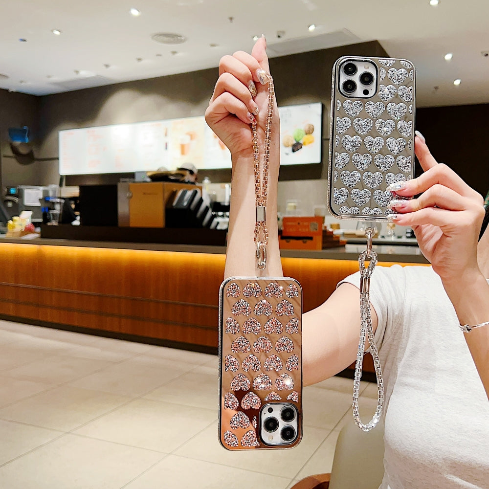 Shiny Glitter Diamond Heart PC (Hard) Case - Samsung S20FE