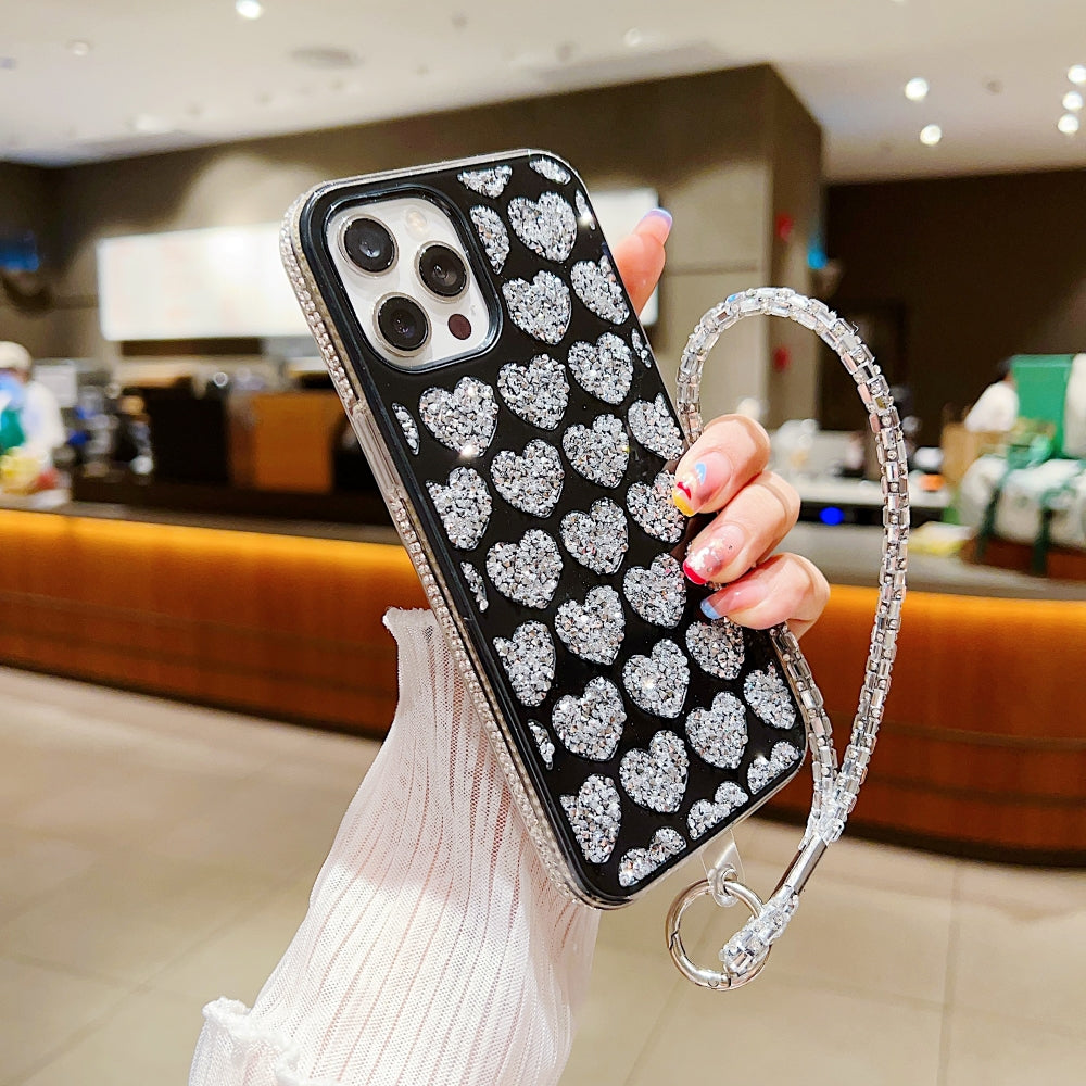 Shiny Glitter Diamond Heart PC (Hard) Case - Samsung S20FE