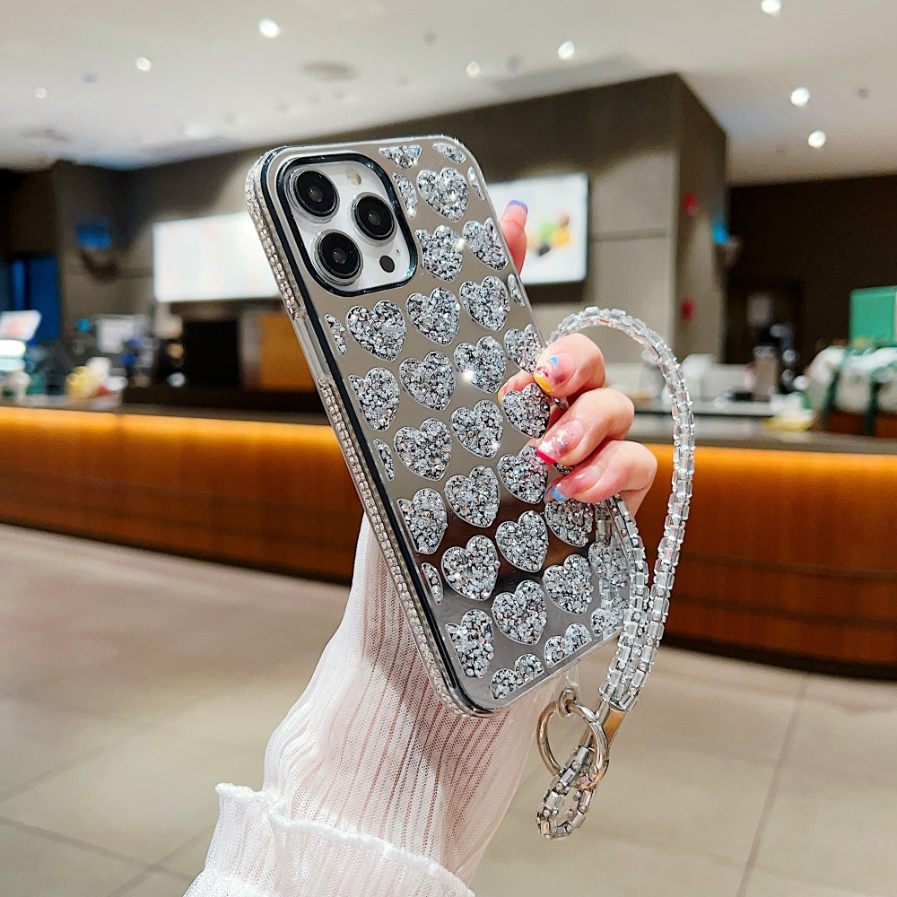 Shiny Glitter Diamond Heart PC (Hard) Case - Samsung S20FE