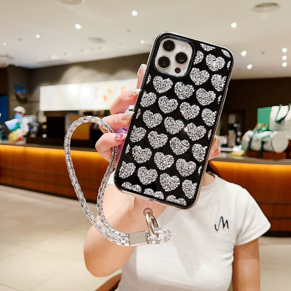 Shiny Glitter Diamond Heart PC (Hard) Case - Samsung S20FE