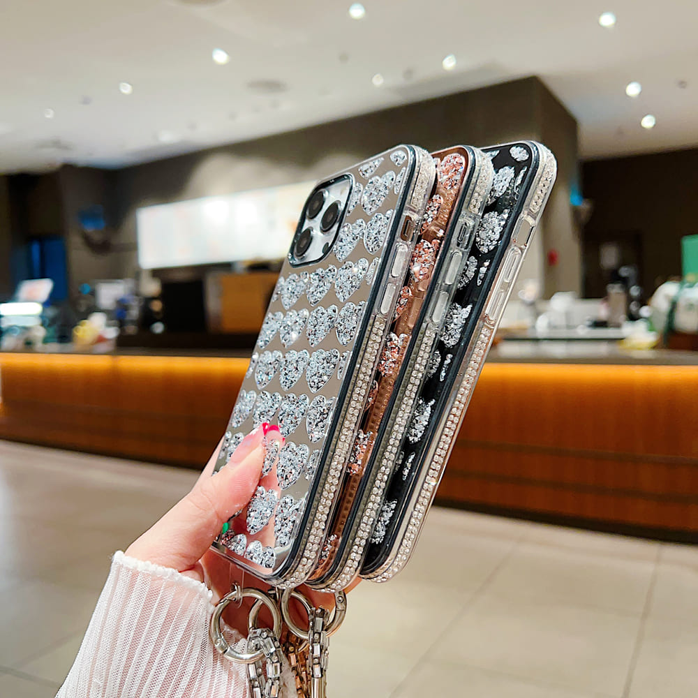 Shockproof Bling Pearl Phone Case With Pearl Bracelet