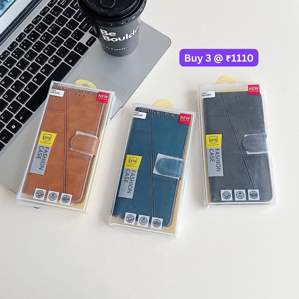Shockproof PU Leather Flip Phone Case - Samsung M35
