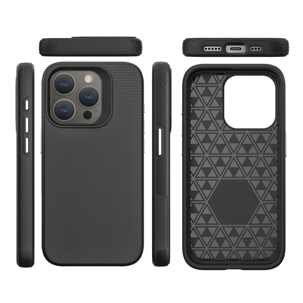 Shockproof Rugged Metal Button TPU (Soft) | PC (Hard) Phone Case - iPhone 14 Pro