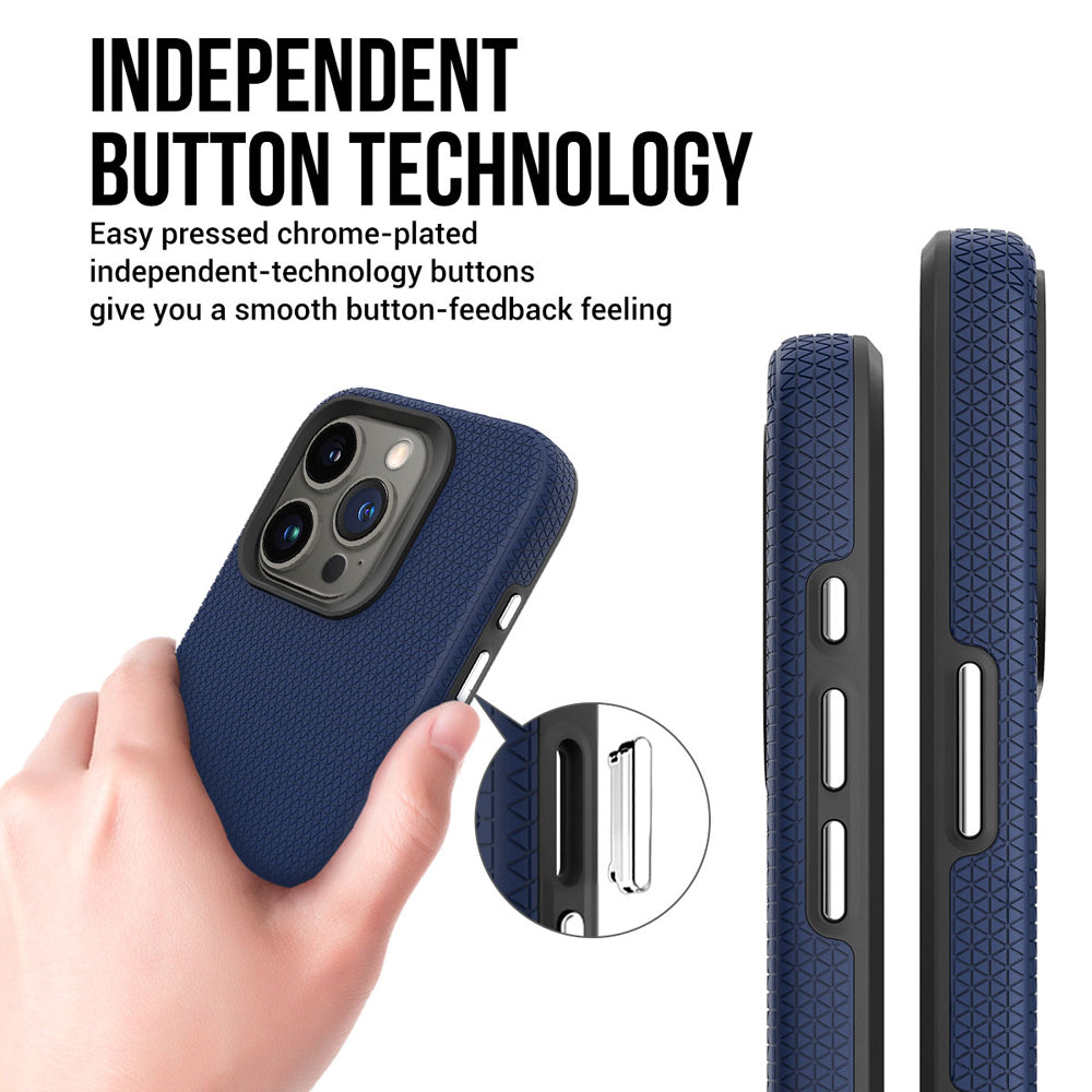 Shockproof Rugged Metal Button TPU (Soft) | PC (Hard) Phone Case - iPhone 14 Pro