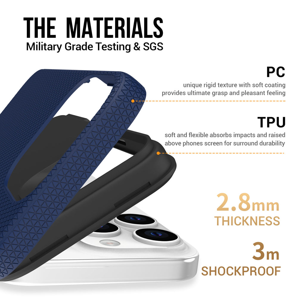 Shockproof Rugged Metal Button TPU (Soft) | PC (Hard) Phone Case - iPhone 14 Pro