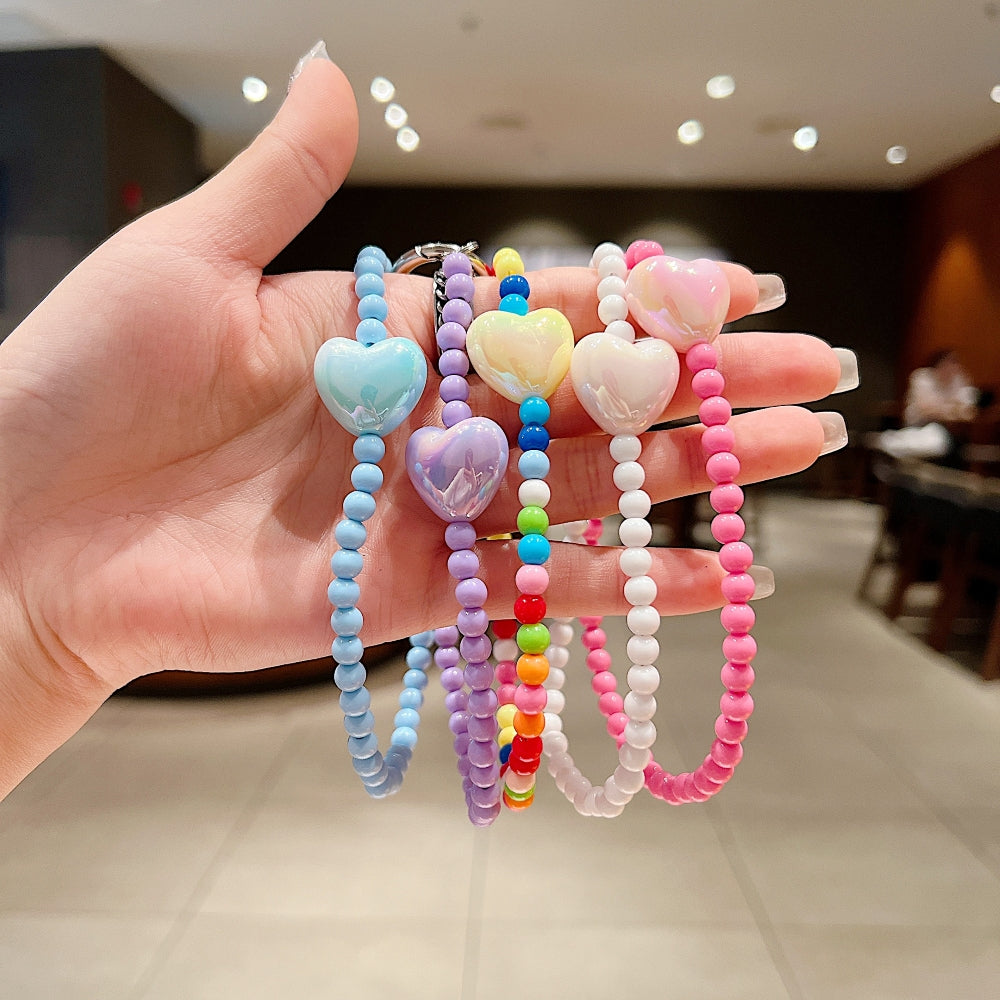 Small Acrylic Heart Stone Bead Phone Charm | Bracelet | Keychain | Handbag Charm