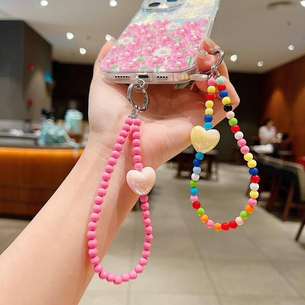 Small Acrylic Heart Stone Bead Phone Charm | Bracelet | Keychain | Handbag Charm