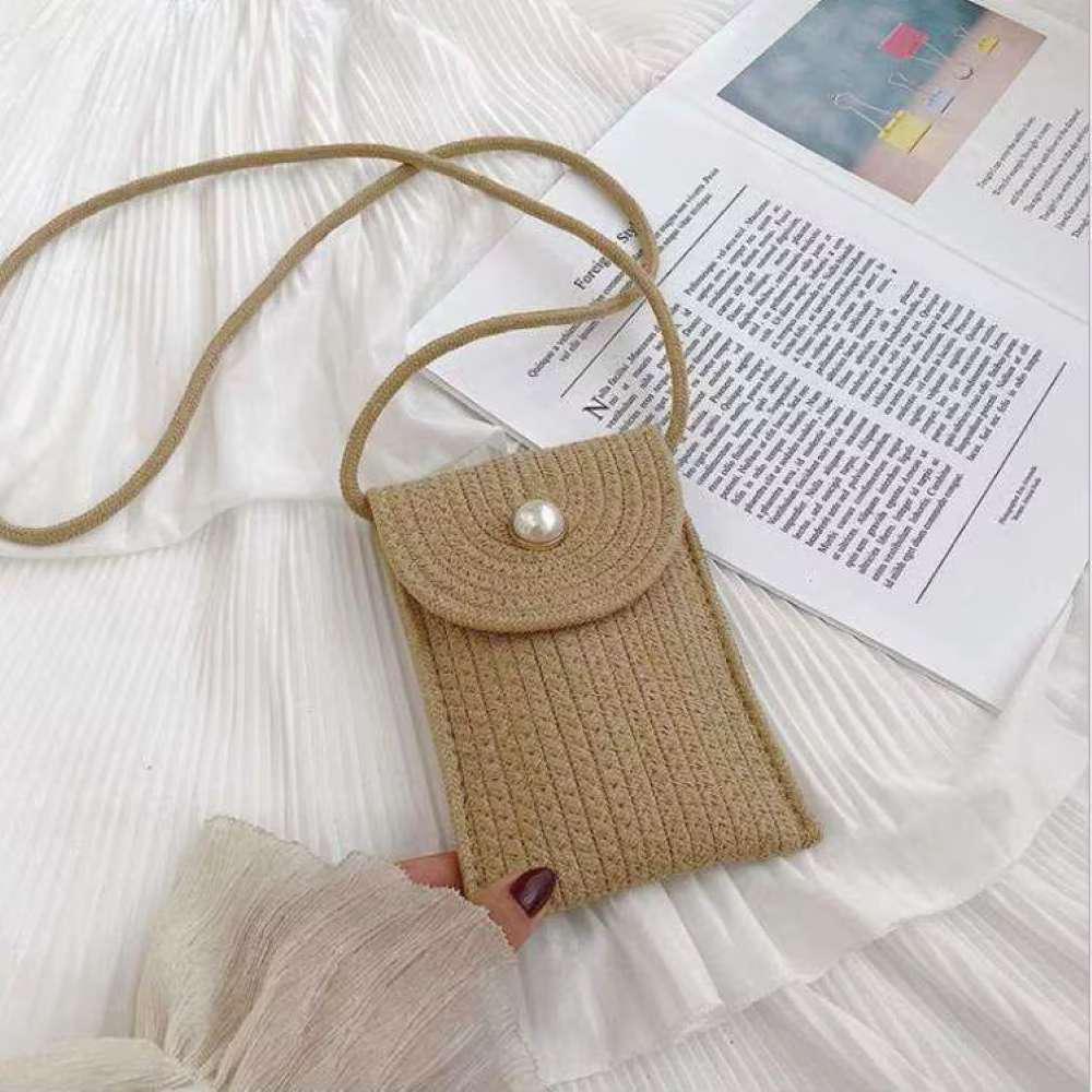 Soft Knit Button Sling Pouch