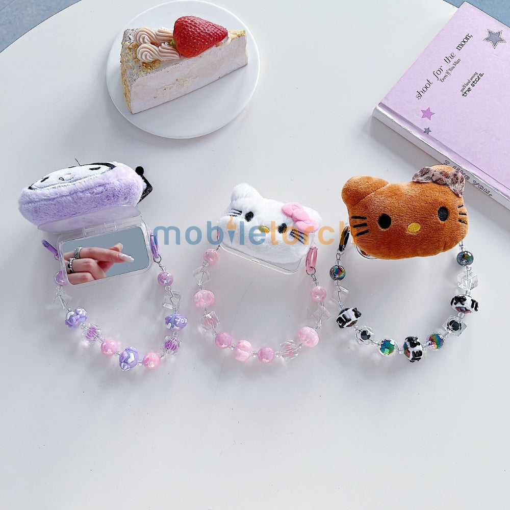 Soft Toy Flip Mirror Universal Stand with Crystal Bracelet