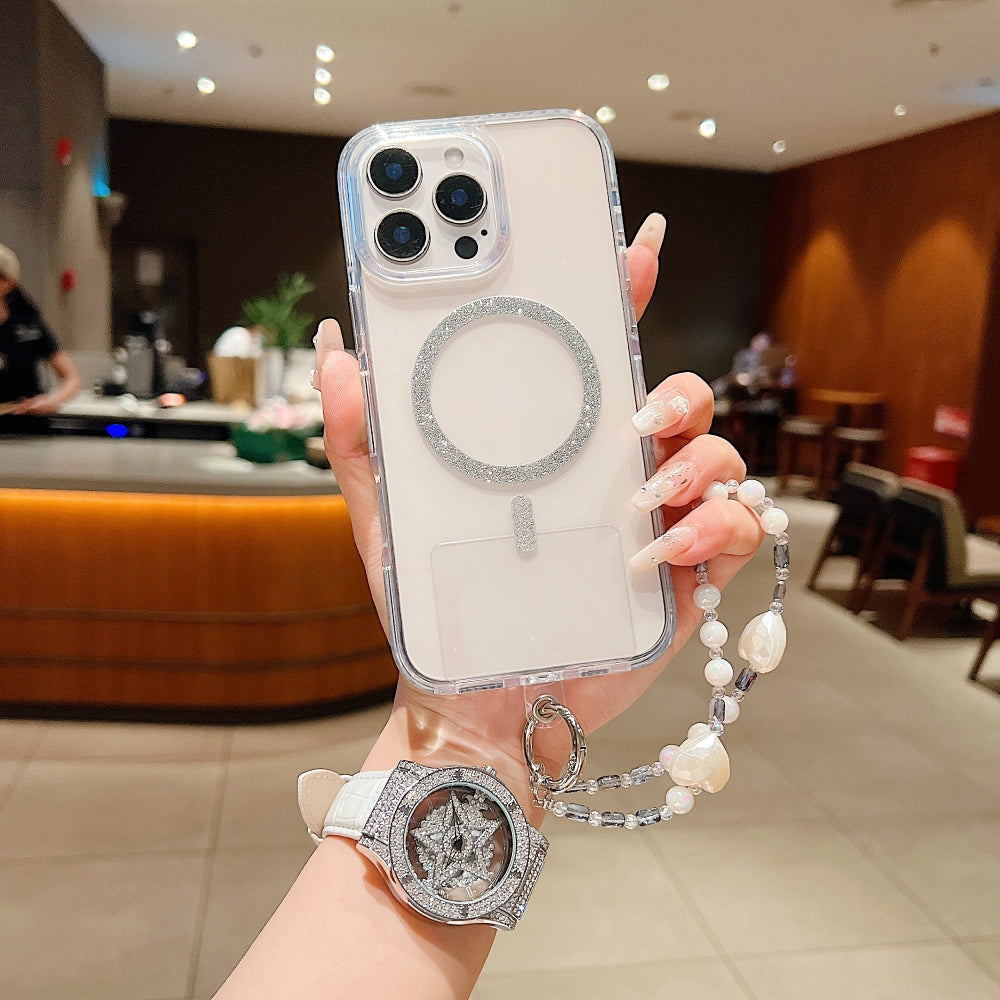 Solid Color Glitter Magsafe Transparent Phone Case