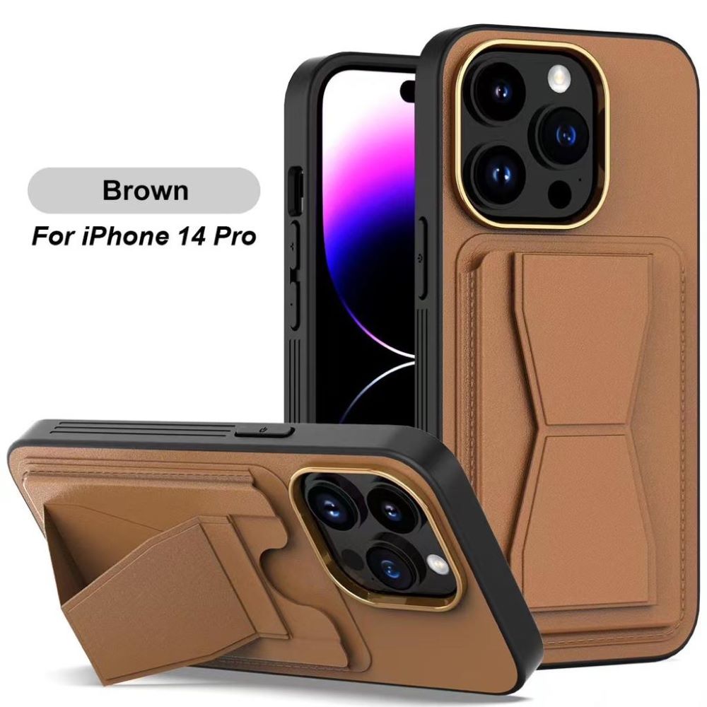 Luxury Leather Solid Color Phone case with Pocket Stand