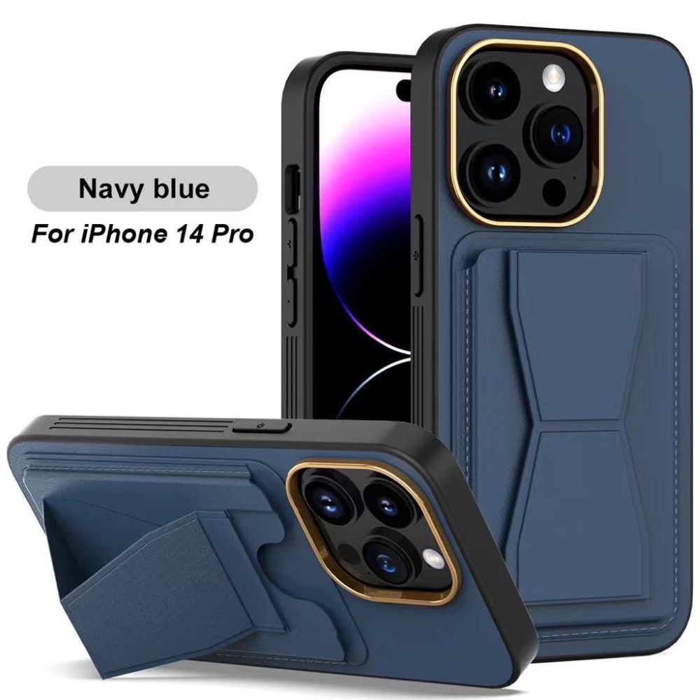 Luxury Leather Solid Color Phone case with Pocket Stand