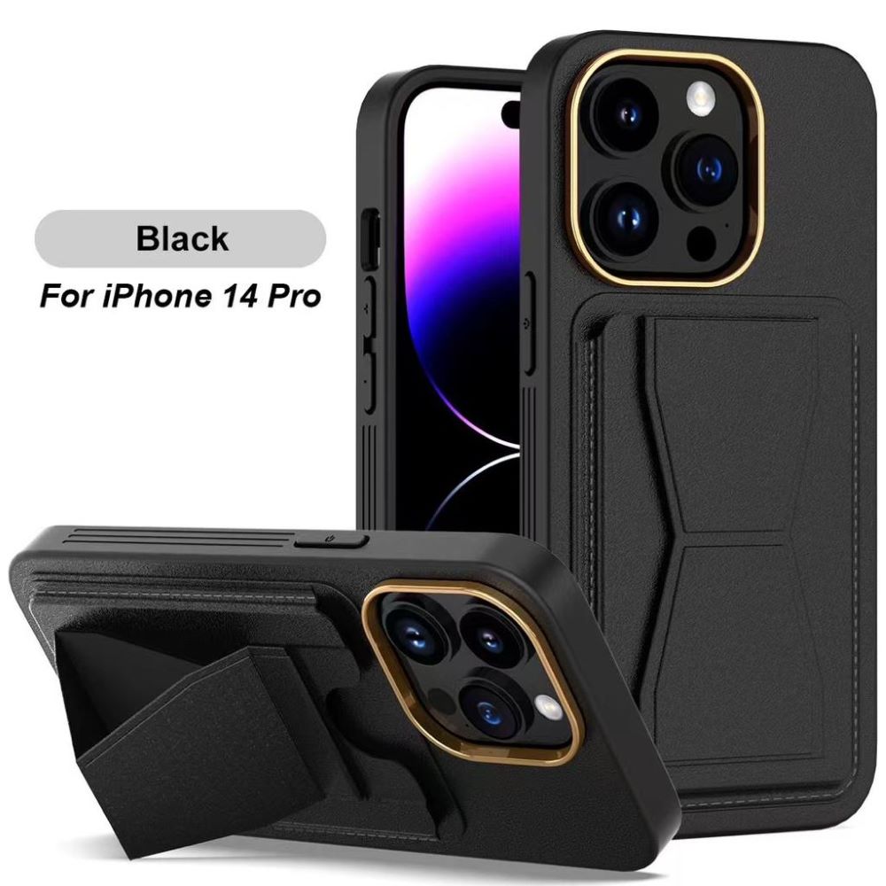 Luxury Leather Solid Color Phone case with Pocket Stand