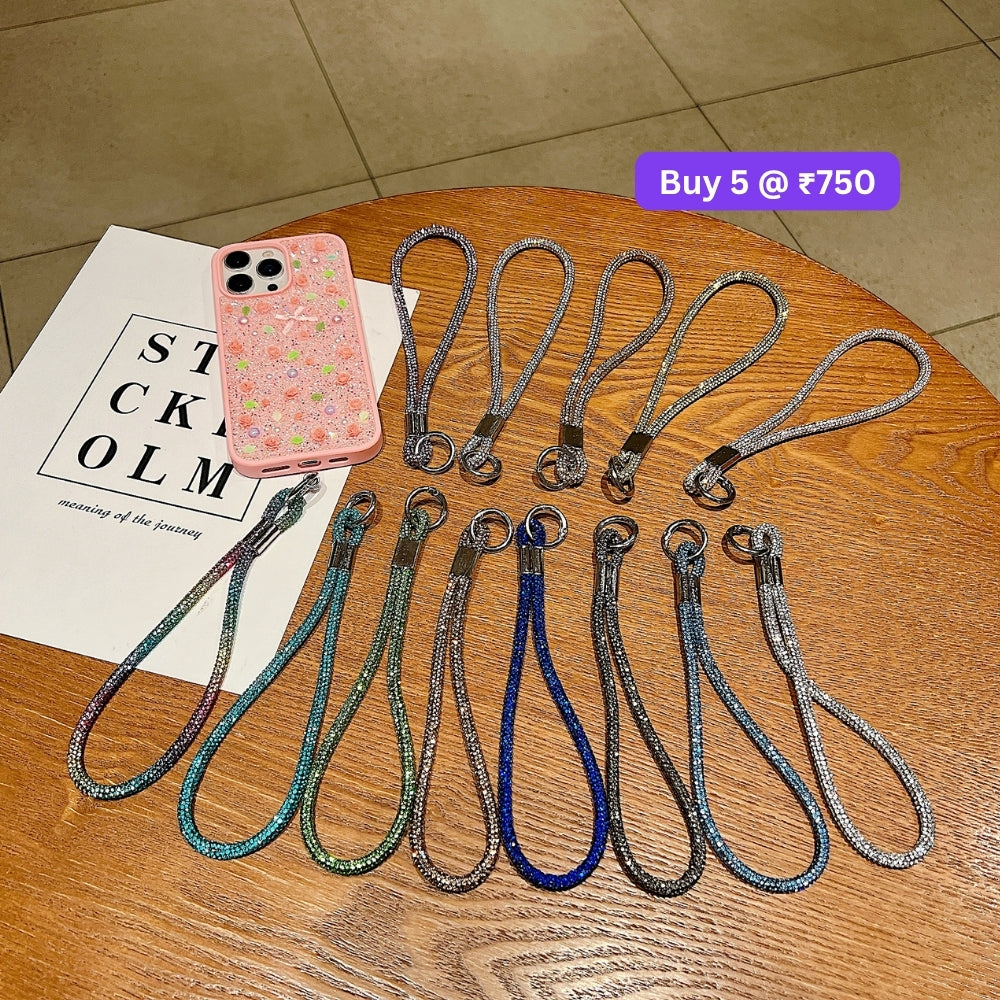 Sparkling Rhinestone Wrist Strap Phone Charm | Handbag Charm
