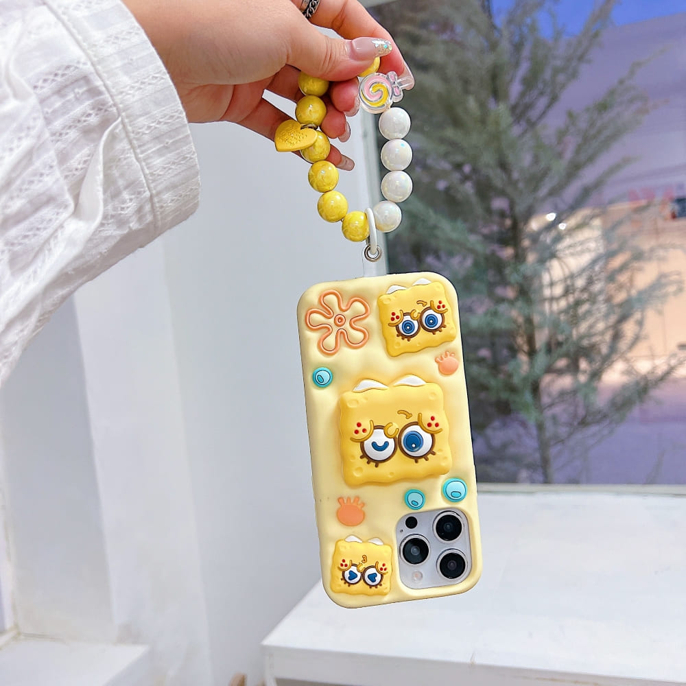 Spongebob Stand Silicone Soft Phone Case with Bracelet