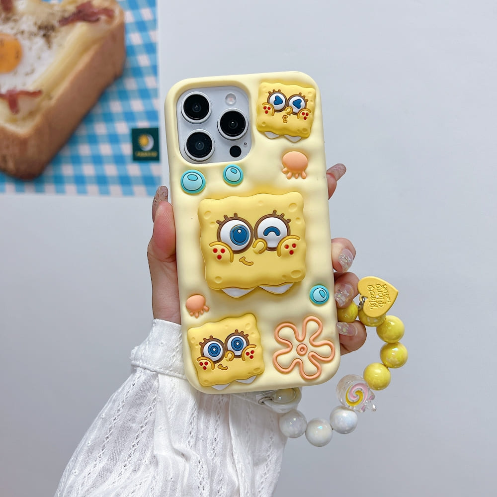 Spongebob Stand Silicone Soft Phone Case with Bracelet