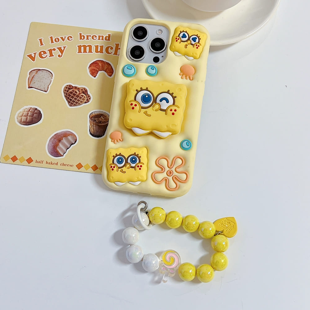 Spongebob Stand Silicone Soft Phone Case with Bracelet