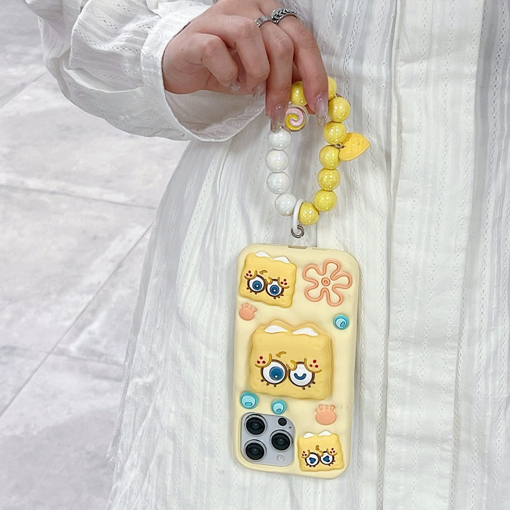 Spongebob Stand Silicone Soft Phone Case with Bracelet