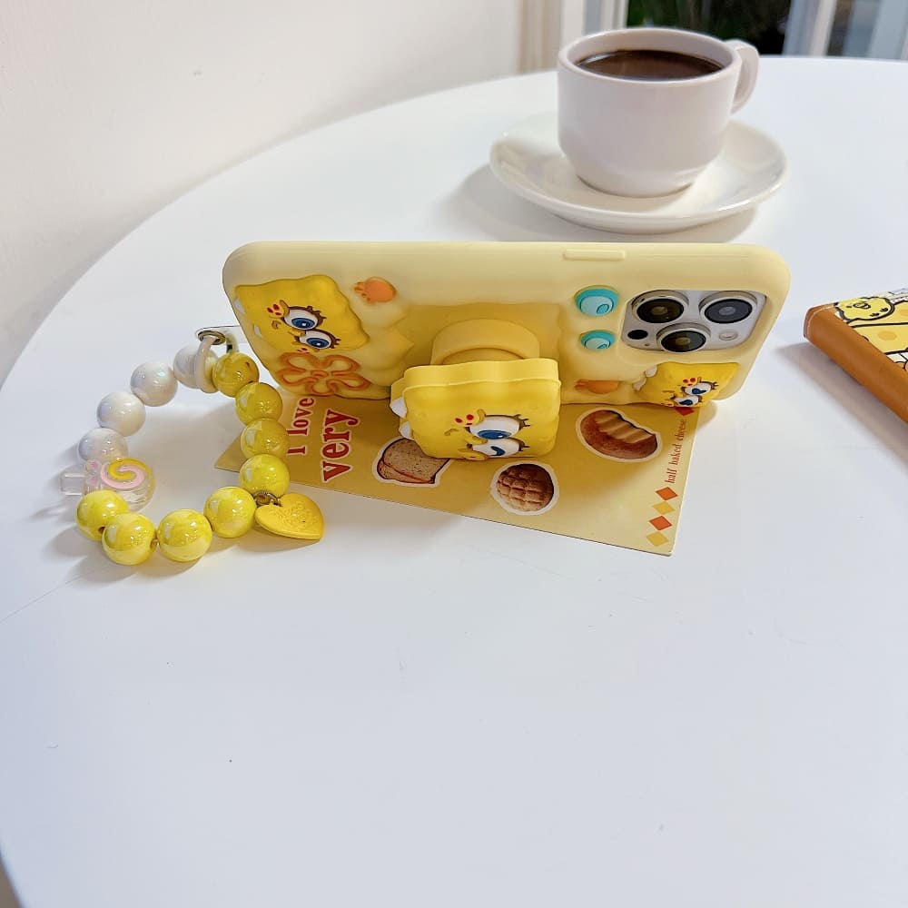 Spongebob Stand Silicone Soft Phone Case with Bracelet