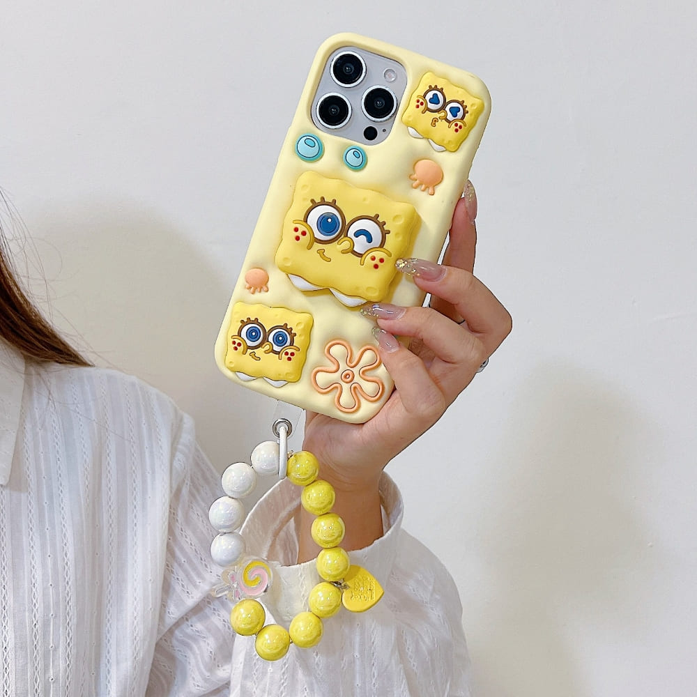 Spongebob Stand Silicone Soft Phone Case with Bracelet