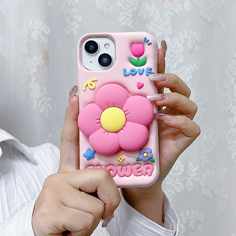 Spring Flower Stand Silicone Phone Case