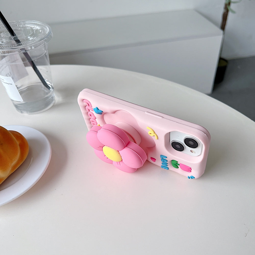 Spring Flower Stand Silicone Phone Case