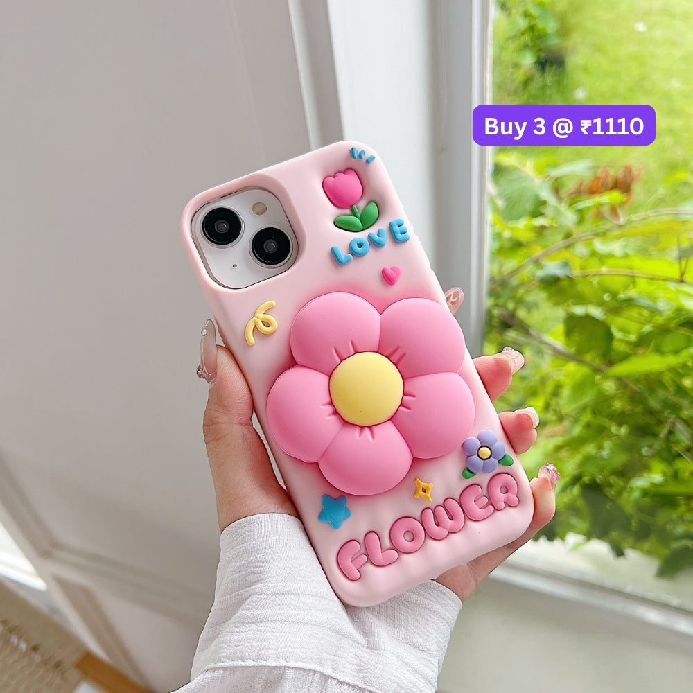 Spring Flower Stand Silicone Soft Phone Case | Mobile Cover - iPhone 12 Pro Max
