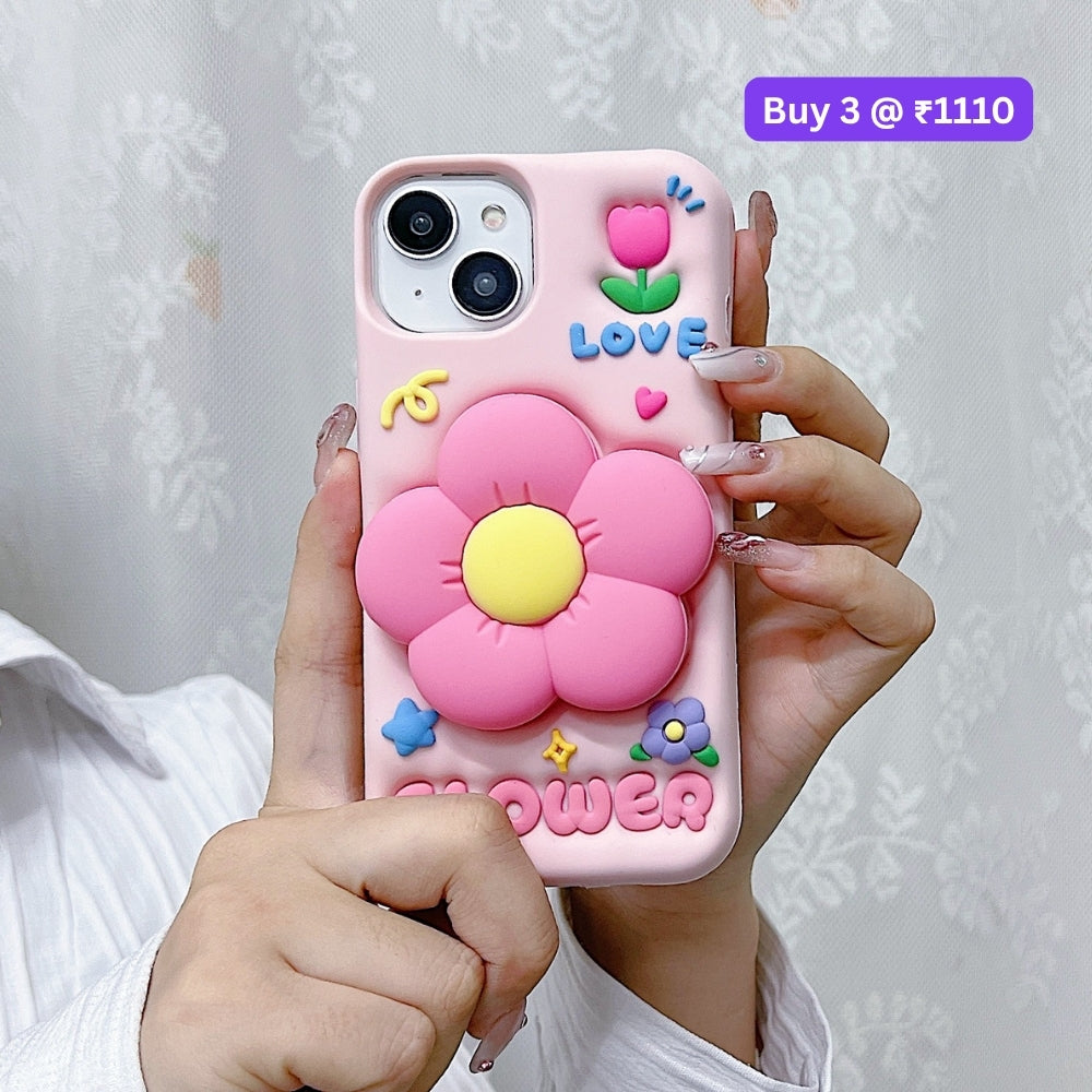 Spring Flower Stand Silicone Soft Phone Case | Mobile Cover - iPhone 13