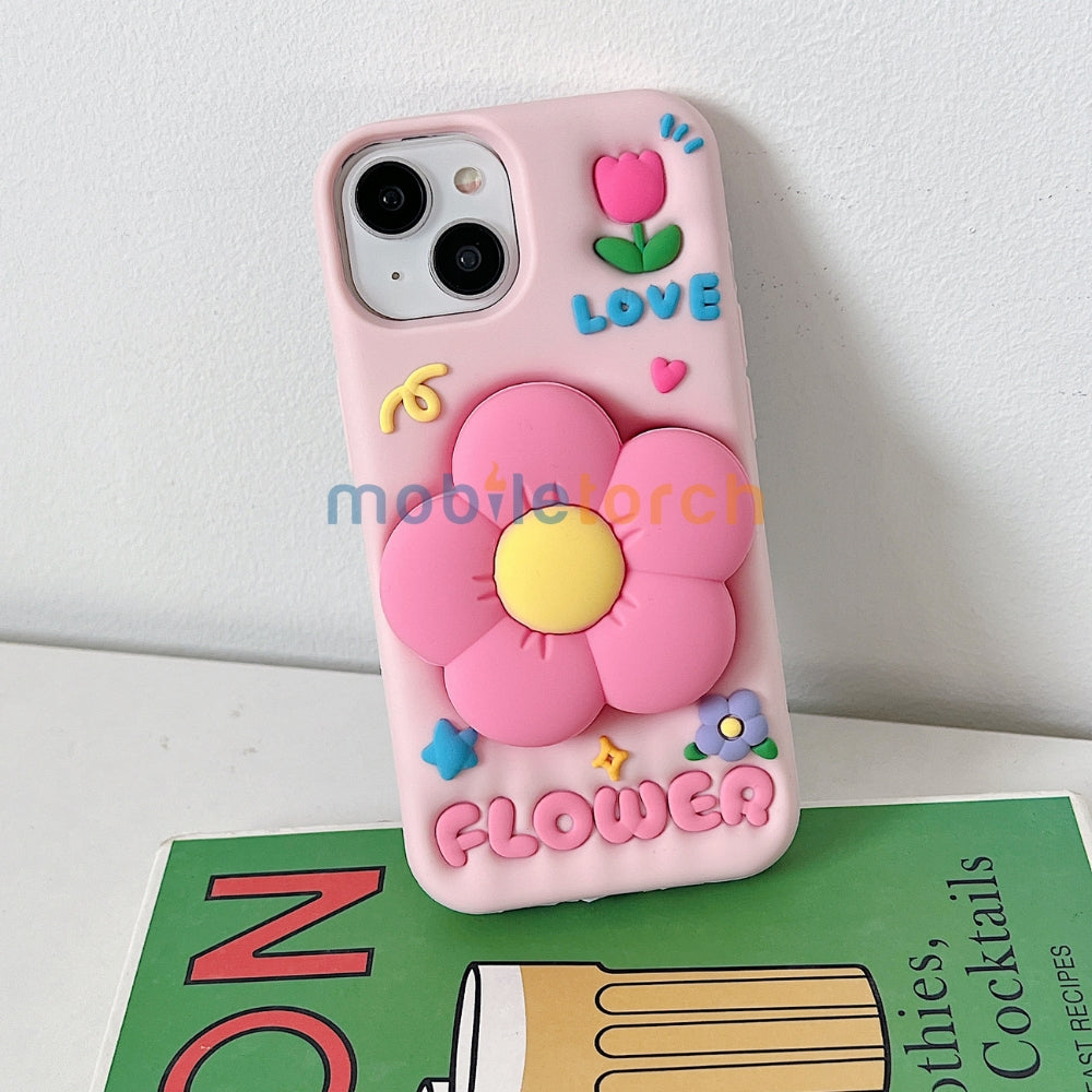 Spring Flower Stand Silicone Soft Phone Case | Mobile Cover - iPhone 13 Pro Max