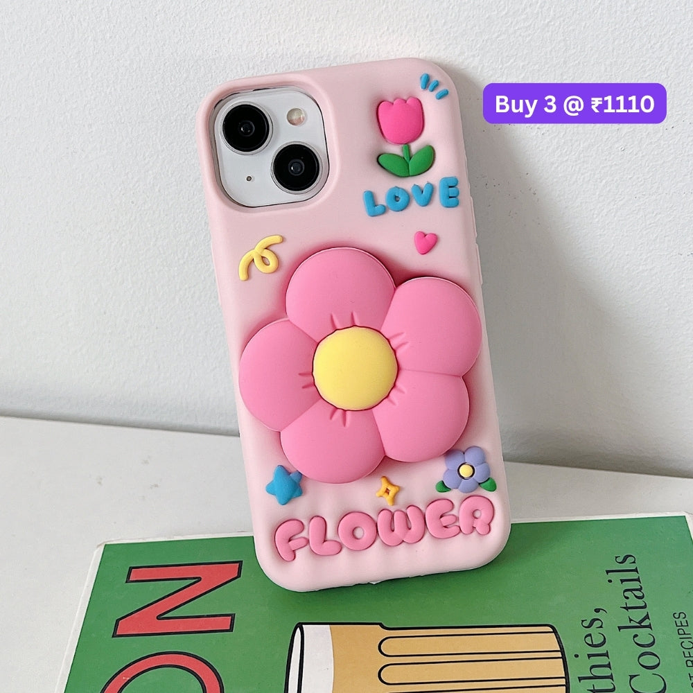 Spring Flower Stand Silicone Soft Phone Case | Mobile Cover - iPhone 13