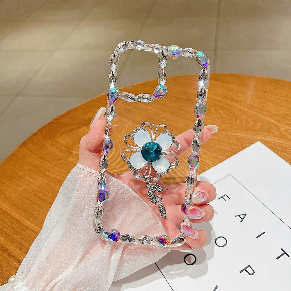Sunflower Diamond Border Transparent Phone Case