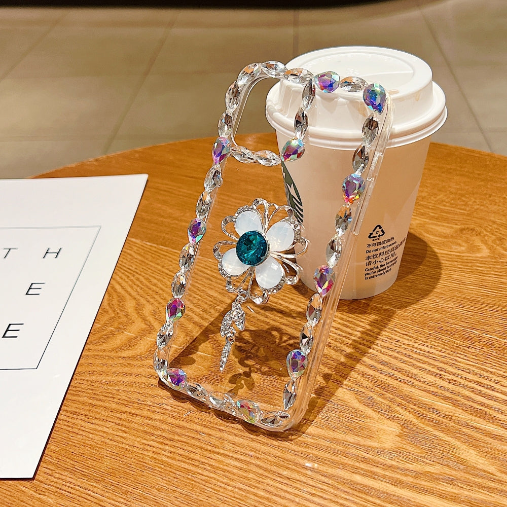 Sunflower Diamond Border Transparent Phone Case