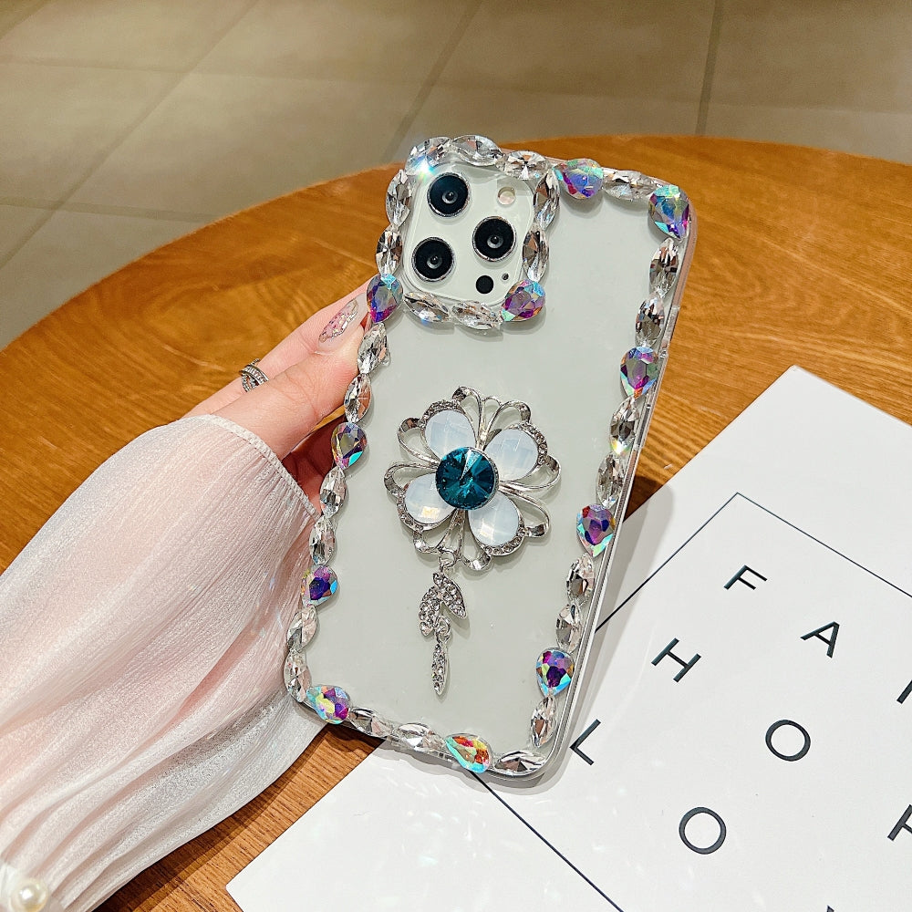 Sunflower Diamond Border Transparent Phone Case