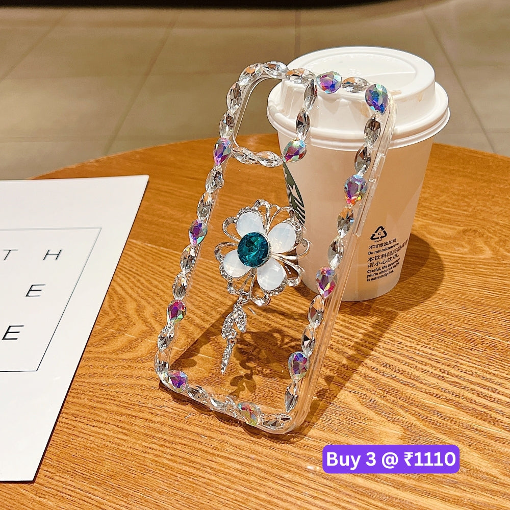 Sunflower Diamond Border Transparent Phone Case - iPhone 13 Pro