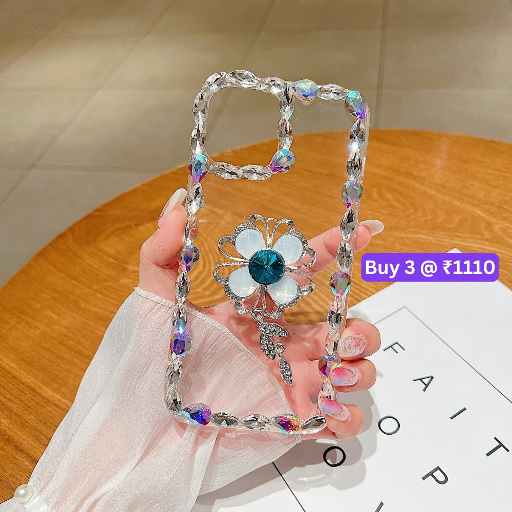 Sunflower Diamond Border Transparent Phone Case - iPhone 13 Pro