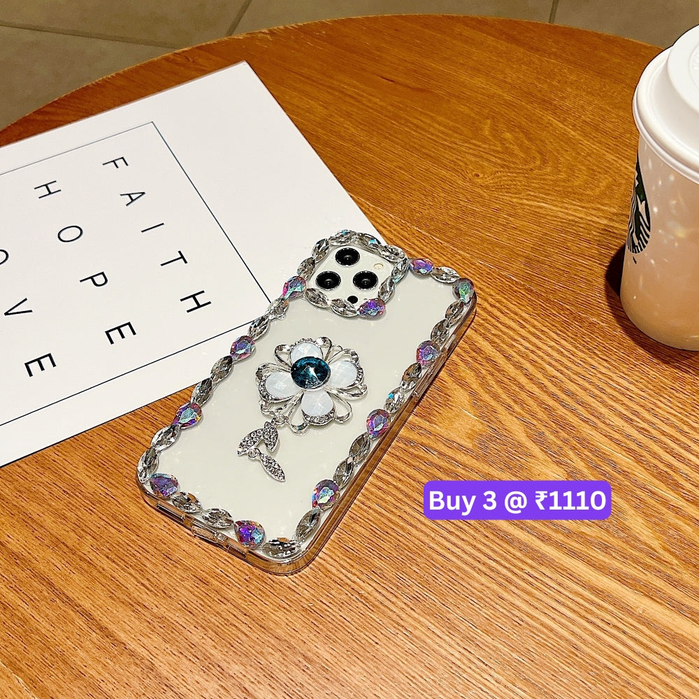 Sunflower Diamond Border Transparent Phone Case - iPhone 13 Pro