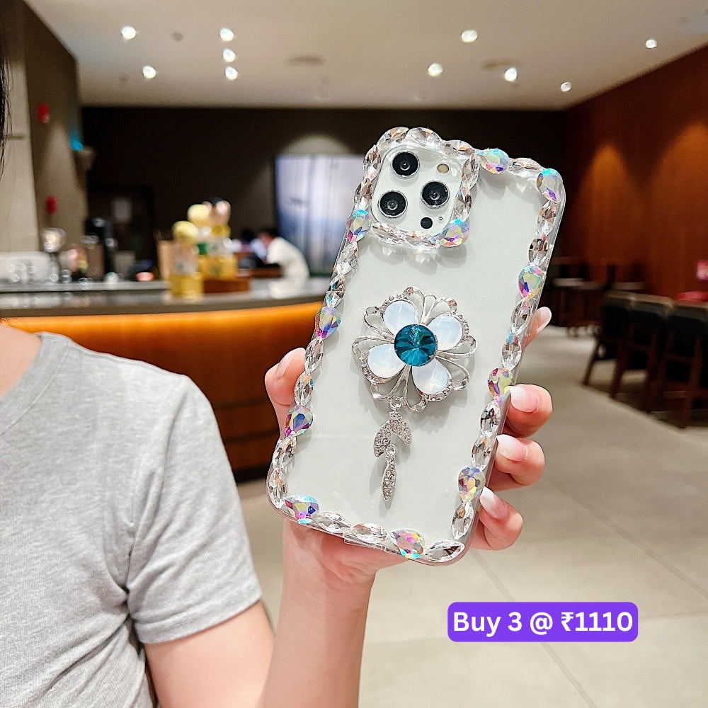 Sunflower Diamond Border Transparent Phone Case - iPhone 13 Pro