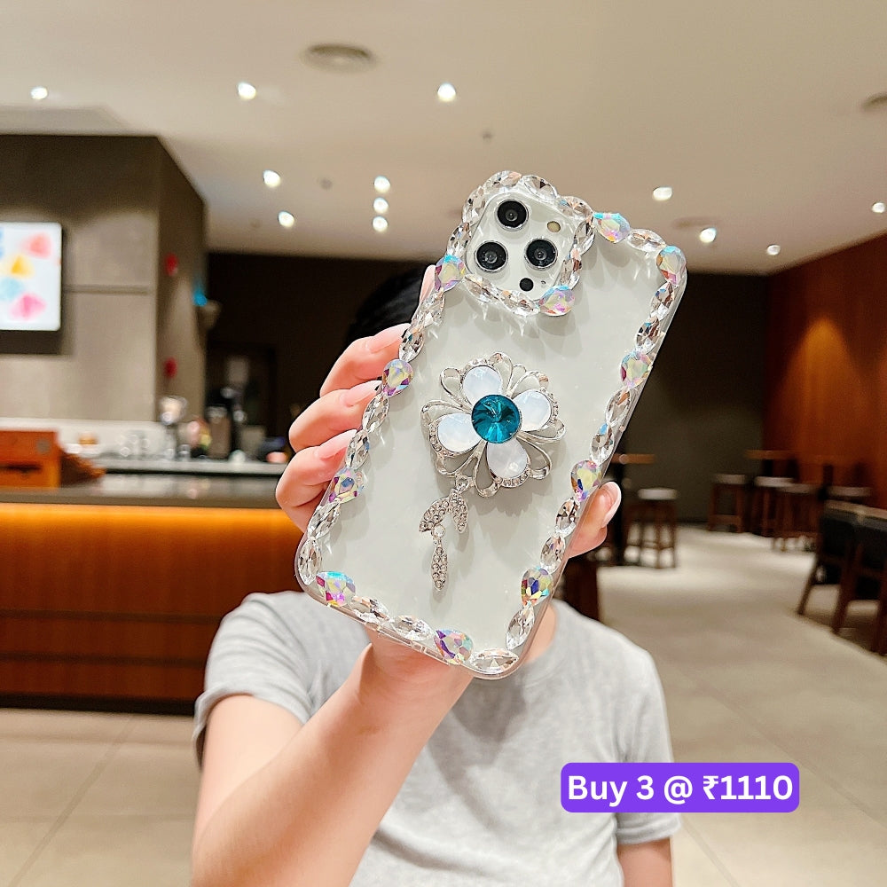 Sunflower Diamond Border Transparent Phone Case - iPhone 13 Pro