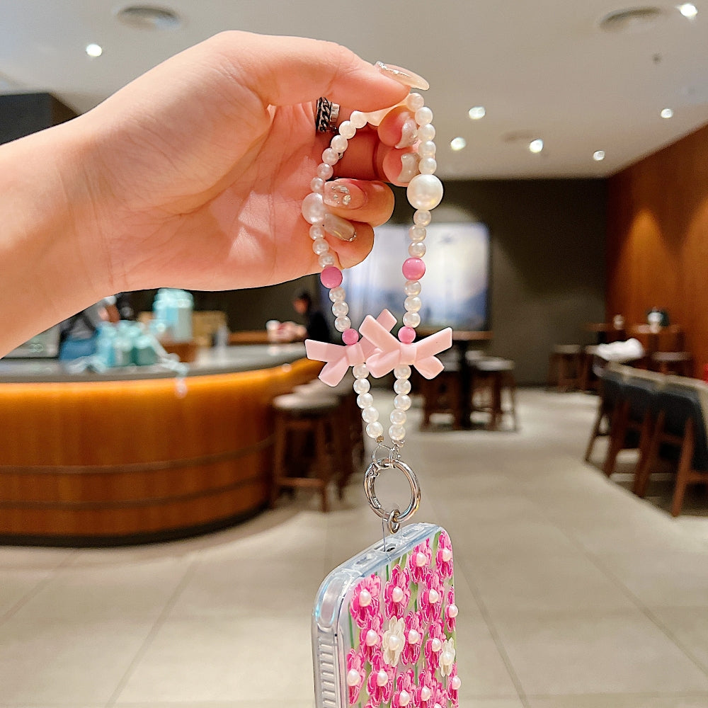 Sweet Pearl Bow Chain Style Phone Charm | Keychain | Handbag Charm