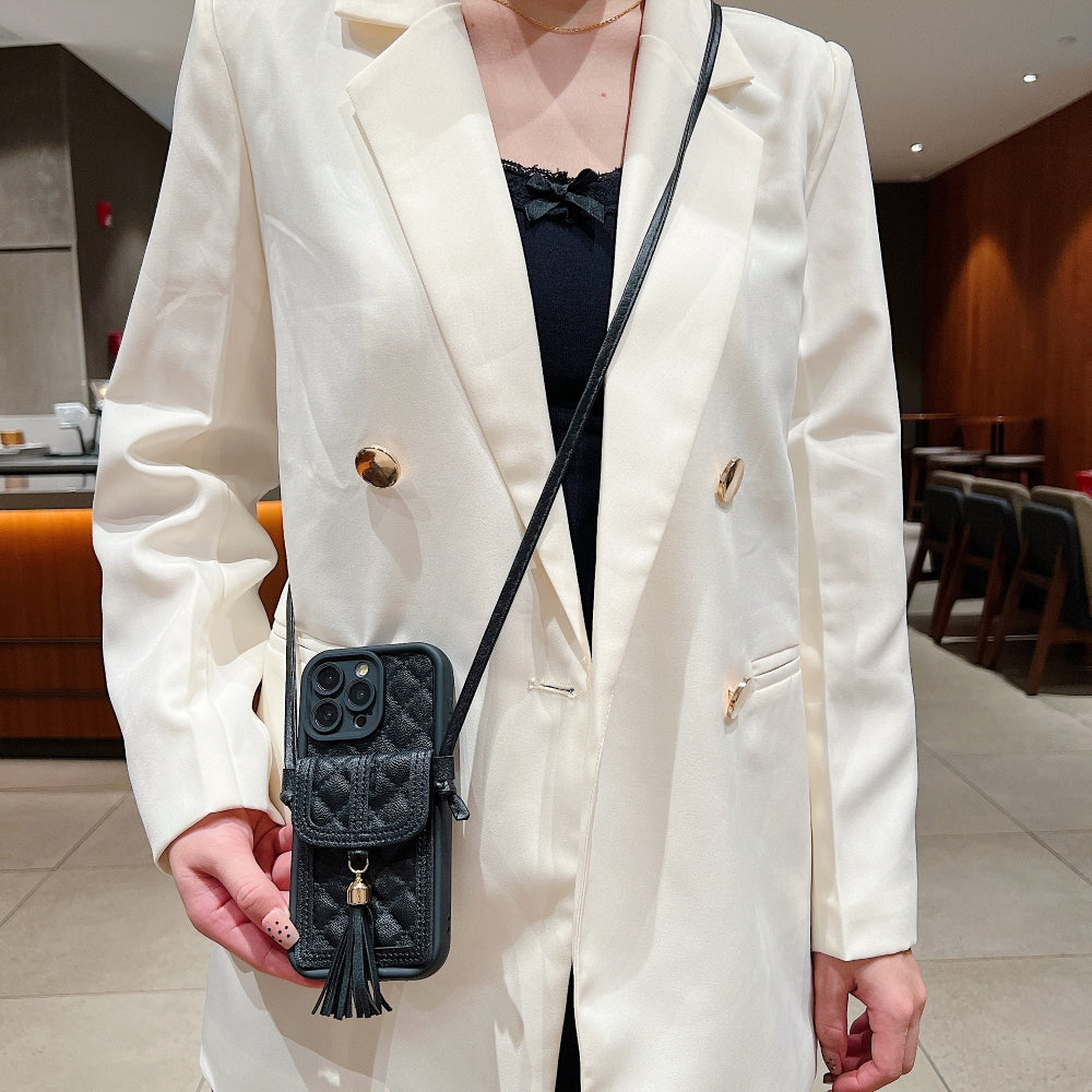 PU Leather Phone Case with Card Wallet and Strap