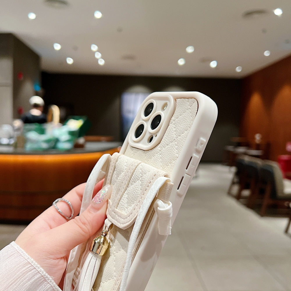 PU Leather Phone Case with Card Wallet and Strap