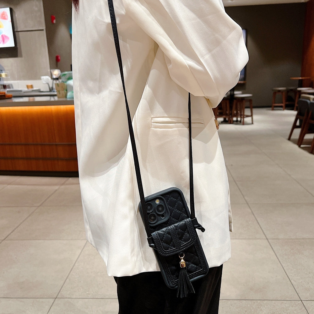 PU Leather Phone Case with Card Wallet and Strap
