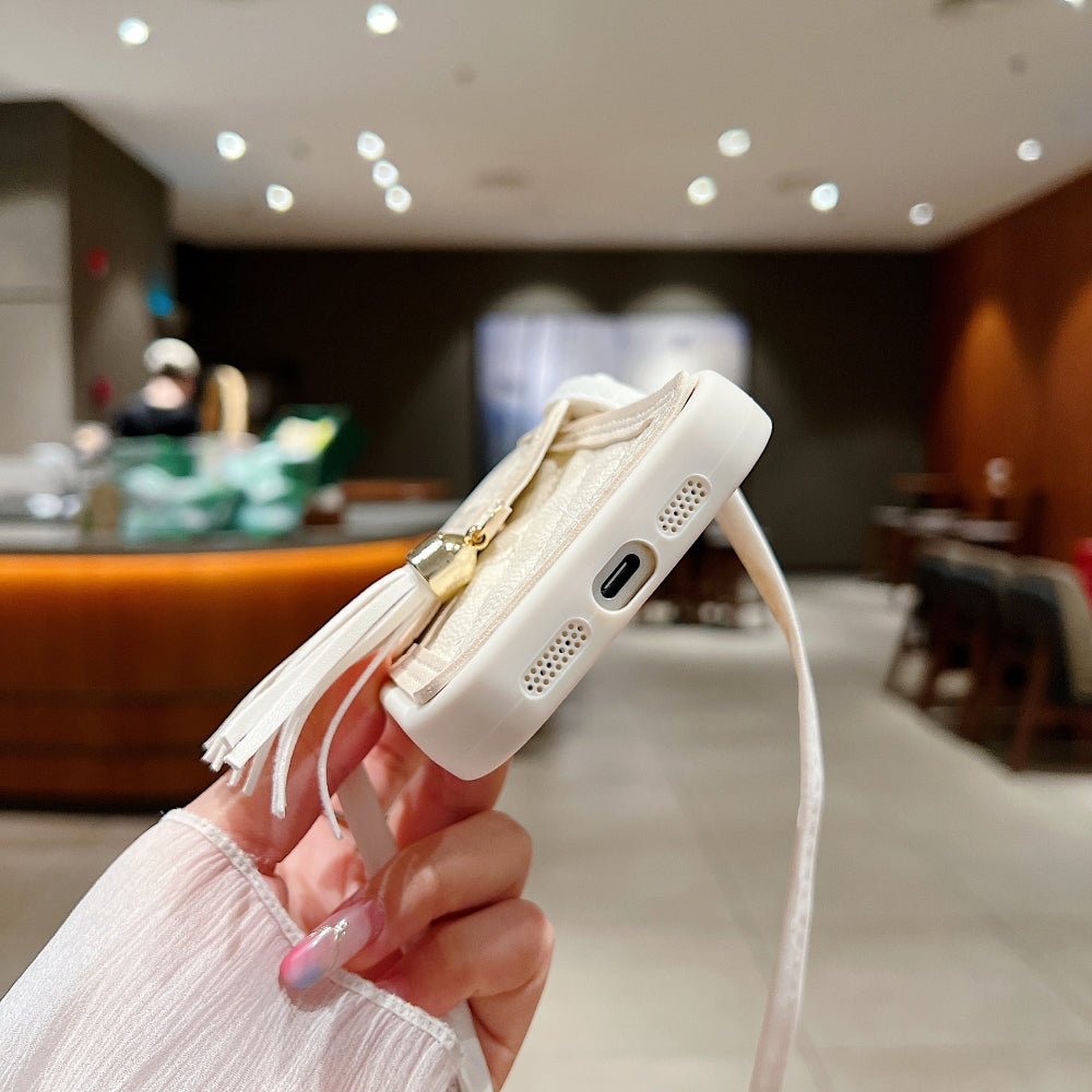 PU Leather Phone Case with Card Wallet and Strap