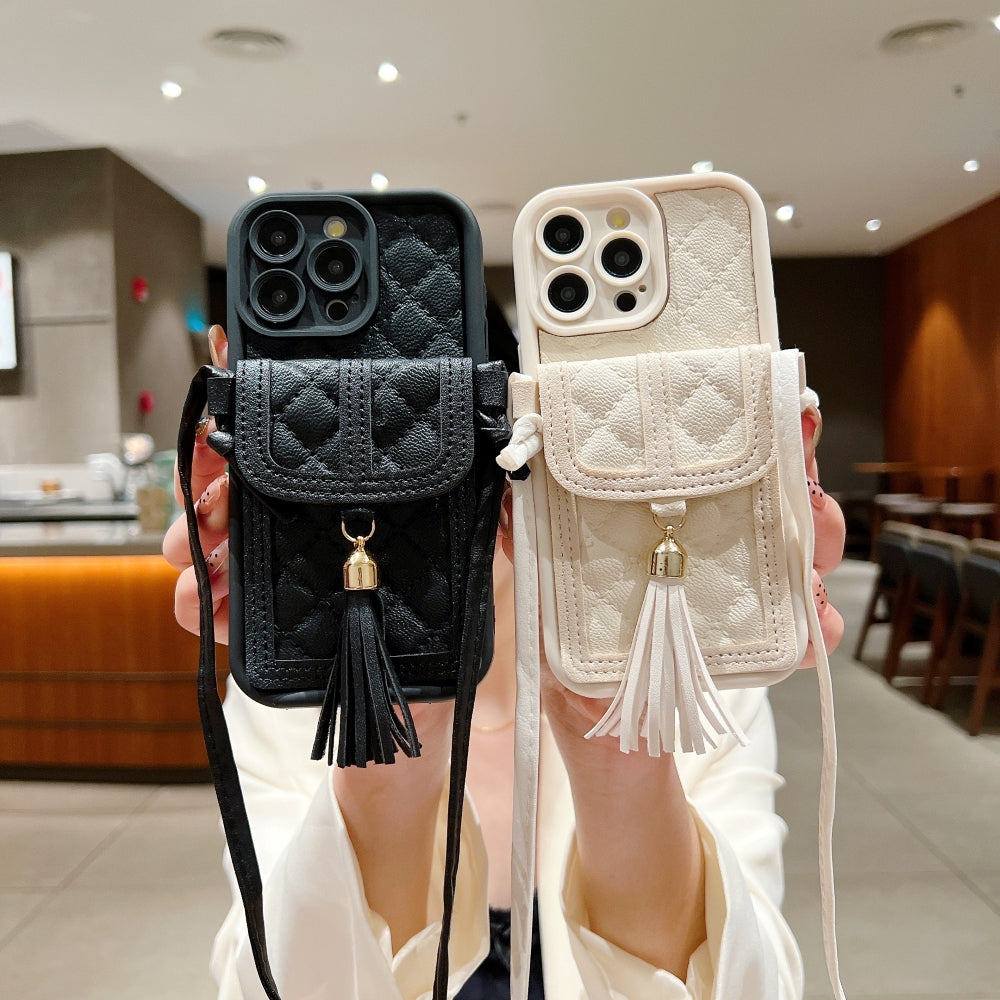 TPU (Soft) PU Leather Phone Case with Card Wallet and Strap - iPhone 15 Pro Max