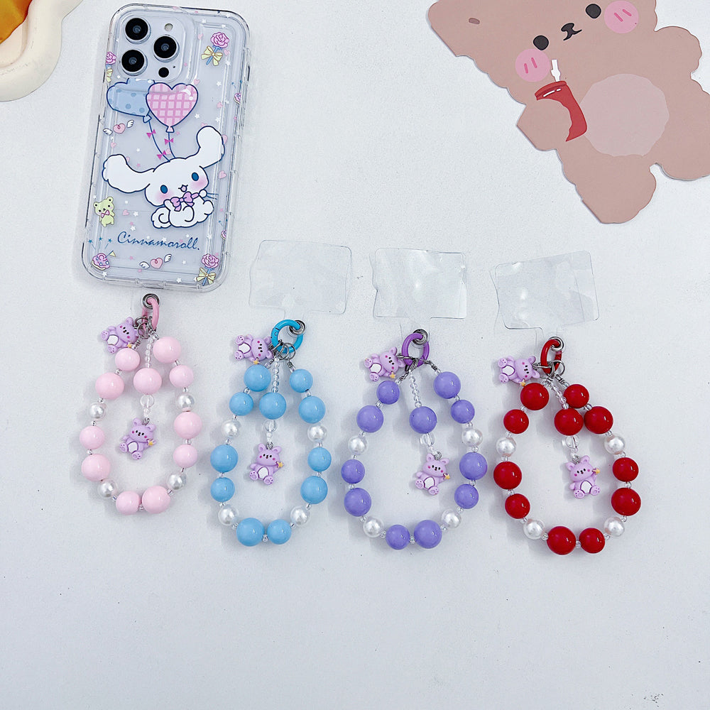 Crystal and Teddy Beads Phone Charm | Handbag Charm | Keychain