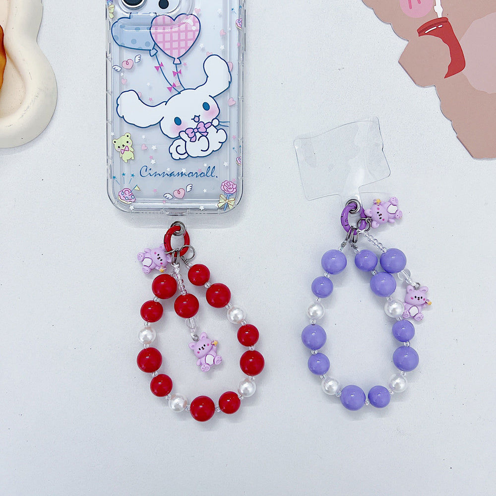 Crystal and Teddy Beads Phone Charm | Handbag Charm | Keychain