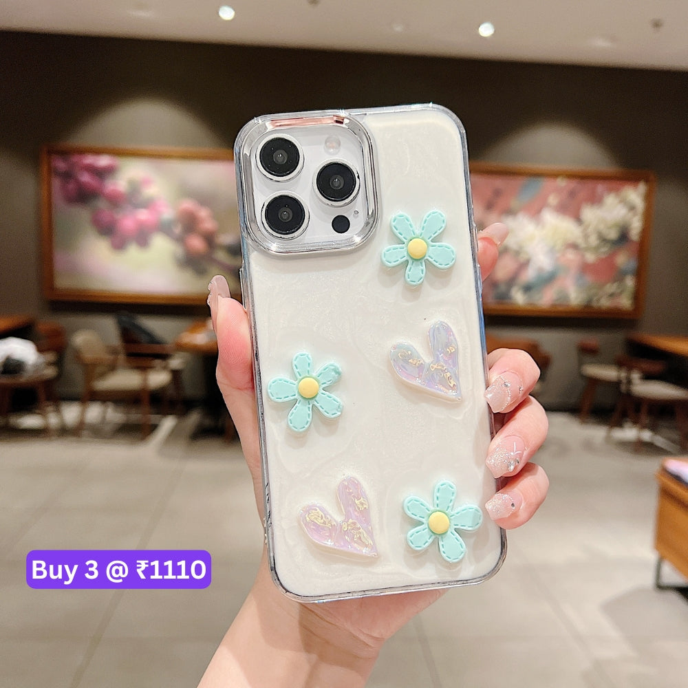 Tiny Bear | Flower | Heart | Mirror Shockproof TPU (Soft) Phone Case - iPhone 14 Pro